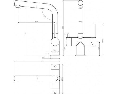 Смеситель для кухни под фильтр с выдвижным изливом GROCENBERG GB4097BL (Kerox Венгрия)