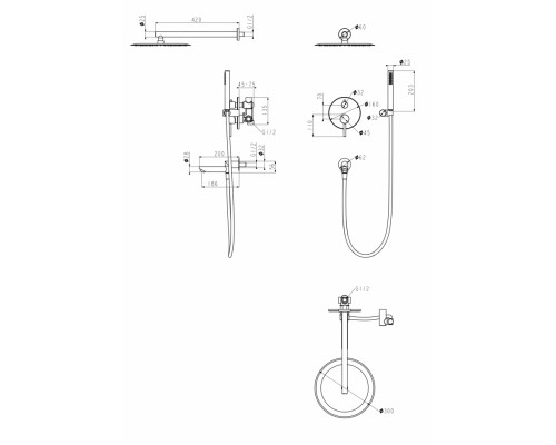 Душевая система скрытого монтажа Grocenberg GB5099BL-1 Чёрный матовый
