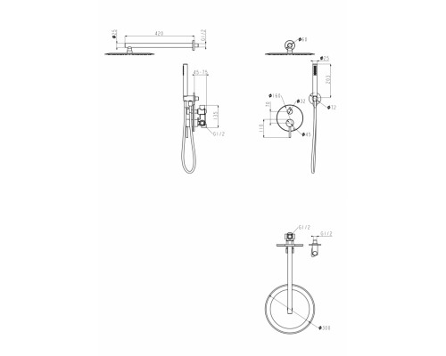 Душевая система скрытого монтажа Grocenberg GB5099BL-3 Чёрный матовый