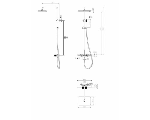 Душевая система с термостатом Grocenberg  GB7038BG Графит