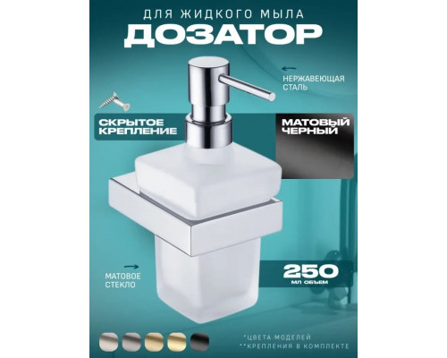 Настенный дозатор для жидкого мыло Grocenberg AC0028 (Черный матовый)