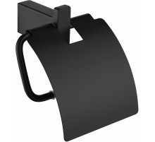 Настенный бумагодержатель с крышкой Grocenberg AC0029 (Черный матовый)