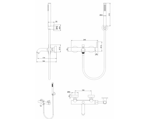 Смеситель для ванны Grocenberg GB8099CR Хром