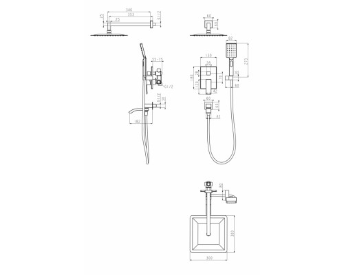 Душевая система Grocenberg GB5007 Черный матовый