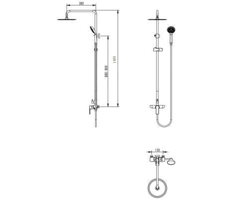 Душевая система без излива  Grocenberg GB7095CR Хром