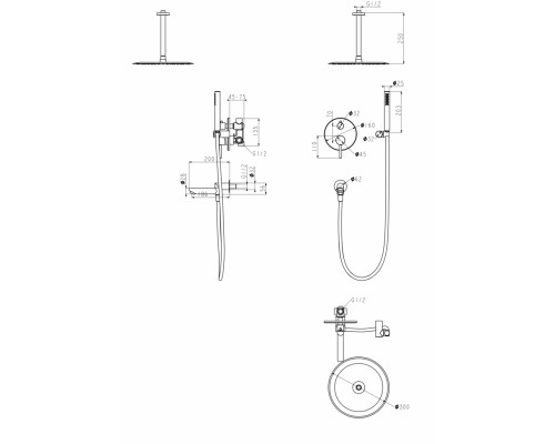 Душевая система скрытого монтажа Grocenberg GB5099MG-2 Матовое золото