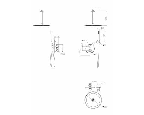 Душевая система скрытого монтажа Grocenberg GB5099NK-4 Никель
