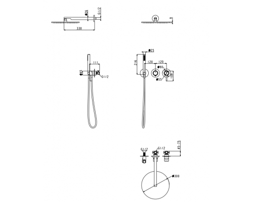 Душевой комплект Grocenberg GB5090GL золотой брашированный