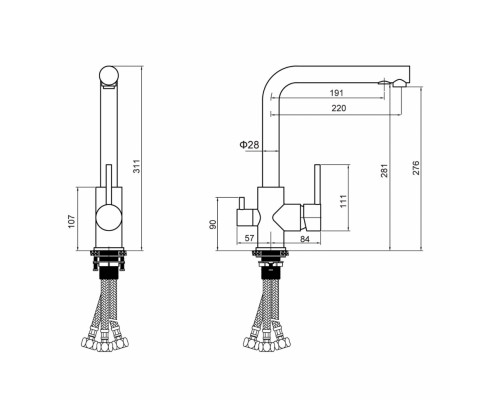 Смеситель для кухни Grocenberg GB40551BG Графит