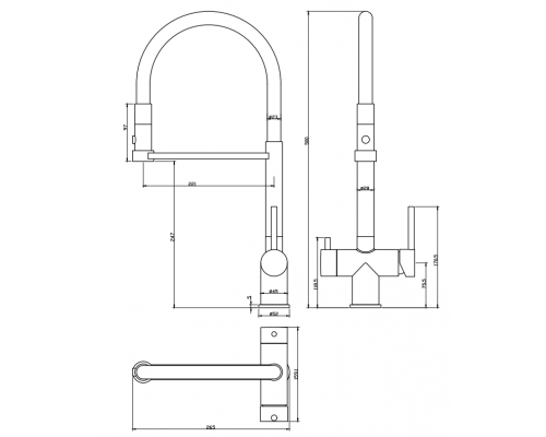 Смеситель для кухни Grocenberg GB4095 с гибким изливом Графит