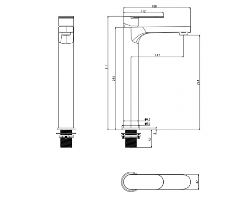 Смеситель для раковины Высокий Grocenberg GB3011 Никель