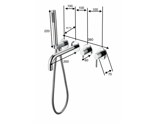 Смеситель для ванны с ручным душем Grocenberg GB5070GL золотой брашированный
