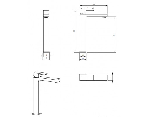 Смеситель для раковины Высокий Grocenberg GB3008GO Золото