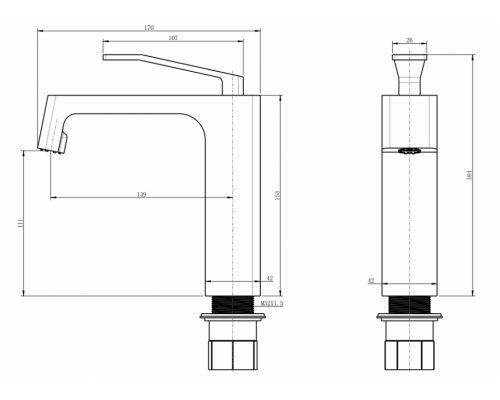 Смеситель для раковины стандартный Grocenberg GB2090BL Чёрный матовый