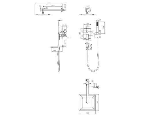 Душевая система скрытого монтажа Grocenberg GB5089BG-1 Графит