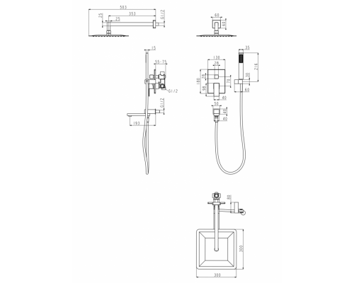Душевая система скрытого монтажа Grocenberg GB5089CR-1 Хром