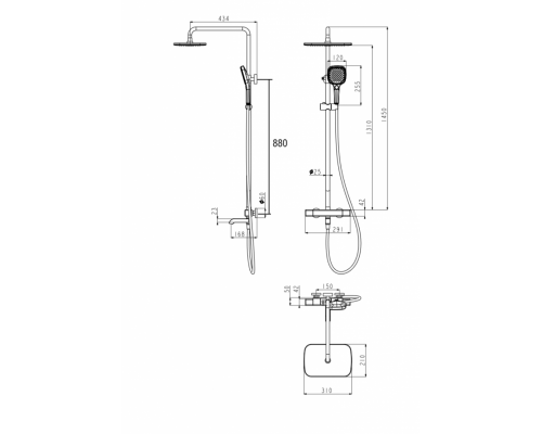 Душевая система с термостатом Grocenberg  GB7005MG Матовое золото