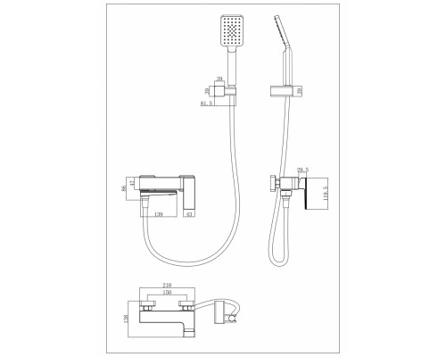 Смеситель для ванны с ручным душем Grohenberg GB8008 Белый хром