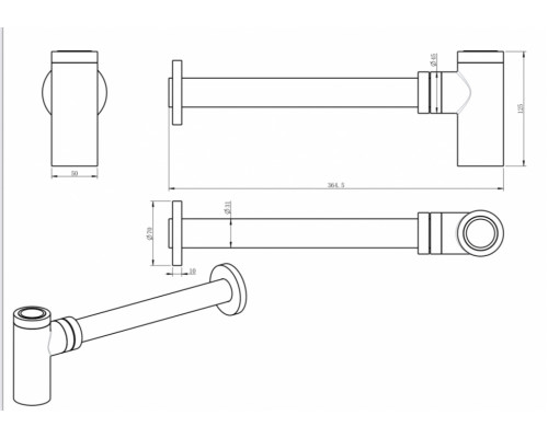 Сифон для раковины Grocenberg GB210 Бронза