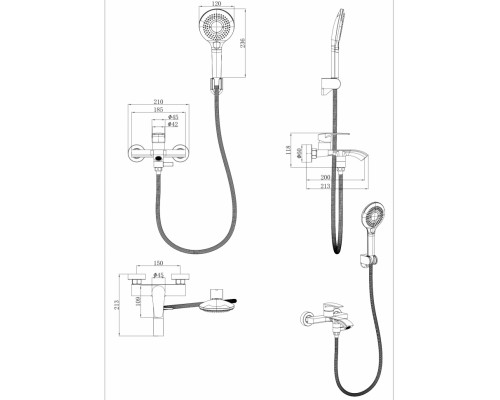 Смеситель для ванны с ручным душем Groсenberg GB8022 Хром