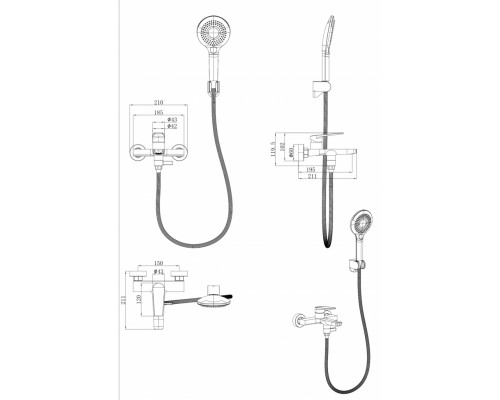 Смеситель для ванны с ручным душем Groсenberg GB8033 Хром