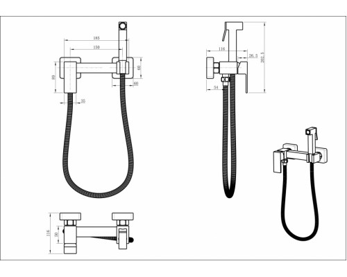 Смеситель с гигиеническим душем Grocenberg GB101N Золото