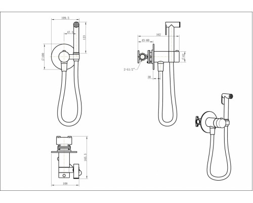Гигиенический душ со смесителем GROCENBERG GB009 с термостатом Матовое золото