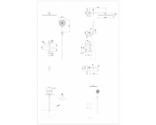 Душевая система скрытого монтажа Grocenberg GB5091 Никель с Термостатом