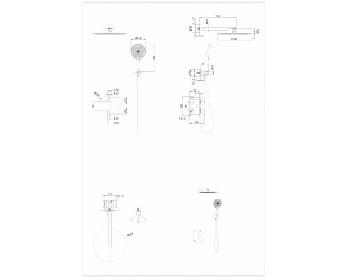Душевая система скрытого монтажа Grocenberg GB5093 Никель с Термостатом