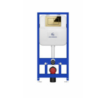 Инсталляция для унитаза с кнопкой для смыва Grocenberg GS3050-KM3080GO золото