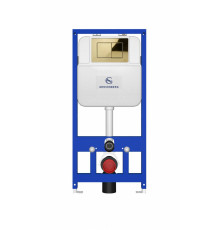 Инсталляция для унитаза с кнопкой для смыва Grocenberg GS3050-KM3080GO золото