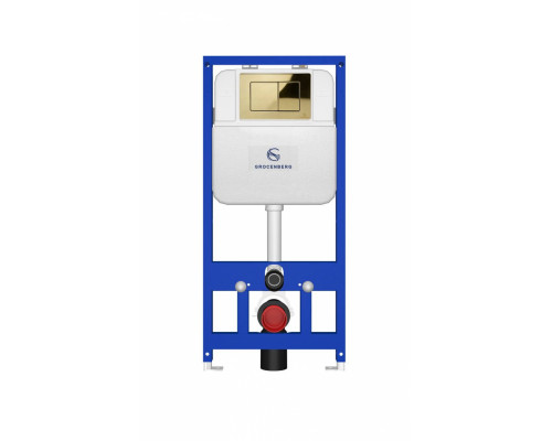 Инсталляция для унитаза с кнопкой для смыва Grocenberg GS3050-KM3080GO золото