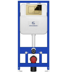 Инсталляция для унитаза с кнопкой для смыва Grocenberg GS3050-KM3080GO золото