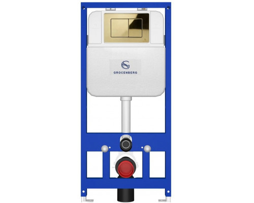 Инсталляция для унитаза с кнопкой для смыва Grocenberg GS3050-KM3080GO золото