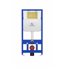 Инсталляция для унитаза с кнопкой для смыва Grocenberg GS3050-KM3080MG Матовое золото