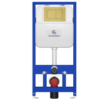 Инсталляция для унитаза с кнопкой для смыва Grocenberg GS3050-KM3080MG Матовое золото