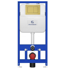 Инсталляция для унитаза с кнопкой для смыва Grocenberg GS3050-KM3080MG Матовое золото