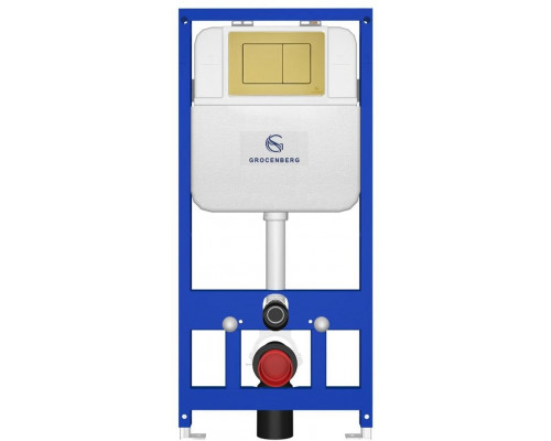 Инсталляция для унитаза с кнопкой для смыва Grocenberg GS3050-KM3080MG Матовое золото