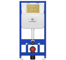 Инсталляция для унитаза с кнопкой для смыва Grocenberg GS3050-KM3070MG Матовое золото