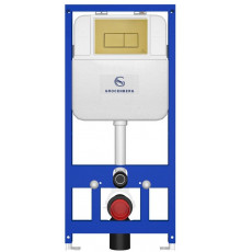 Инсталляция для унитаза с кнопкой для смыва Grocenberg GS3050-KM3070MG Матовое золото