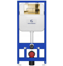 Инсталляция для унитаза с кнопкой для смыва Grocenberg GS3050-KM3070GO золото