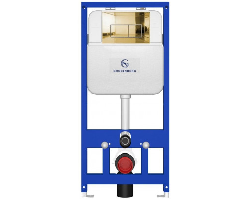 Инсталляция для унитаза с кнопкой для смыва Grocenberg GS3050-KM3070GO золото