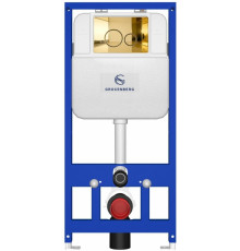 Инсталляция для унитаза с кнопкой для смыва Grocenberg GS3050-KM3090GO золото