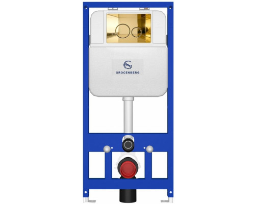 Инсталляция для унитаза с кнопкой для смыва Grocenberg GS3050-KM3090GO золото