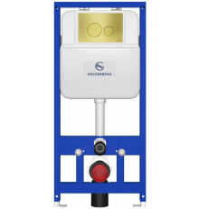 Инсталляция для унитаза с кнопкой для смыва Grocenberg GS3050-KM3090MG Матовое золото