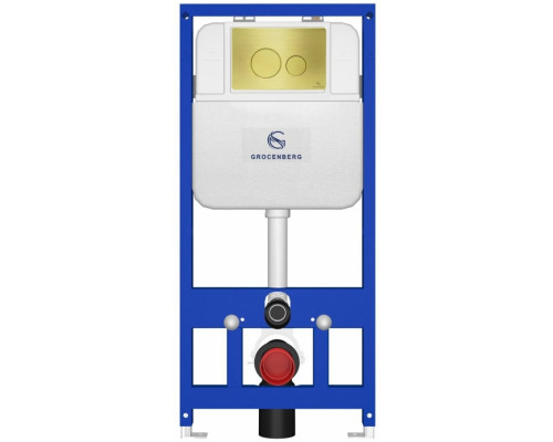 Инсталляция для унитаза с кнопкой для смыва Grocenberg GS3050-KM3090MG Матовое золото