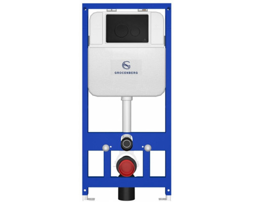 Инсталляция для унитаза с кнопкой для смыва Grocenberg GS3050-KM3090BL Черный матовый