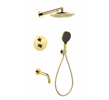 Душевая система скрытого монтажа Grocenberg GB5091 Золото глянец с Термостатом
