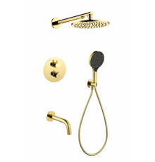 Душевая система скрытого монтажа Grocenberg GB5091 Золото глянец с Термостатом