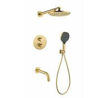 Душевая система скрытого монтажа Grocenberg GB5091 Матовое золото с Термостатом